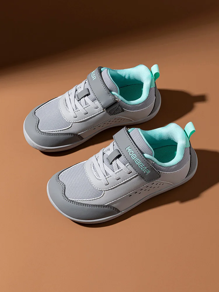 HOBIBEAR Kinder-Schuhe mit breiter Zehenpartie, großes Kind, Barfuß-Hakenschlaufe, minimalistische Turnschuhe, Kunstleder-Mesh-Schuhe – Detail 10