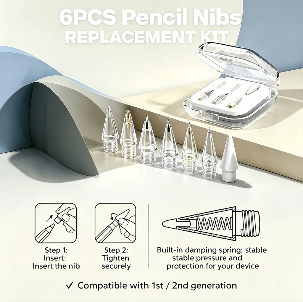 2/1 Pack Replacement Pencil Tips For Apple Pencil Pro/2nd Gen/1st Gen/USB-C, Upgraded Portable iPad Pen Tips With Storage Case