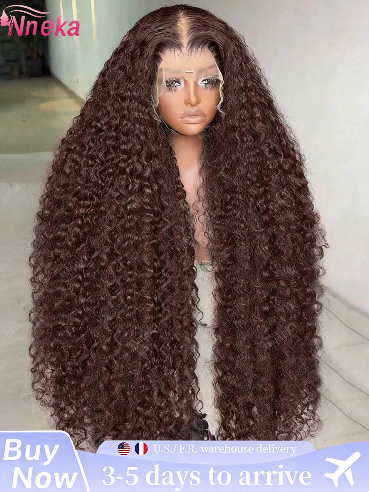 

36-дюймовый шоколадно-коричневый парик с глубокой волной, прозрачной HD-основой 13x6, кружевной передней частью 13x4, из натуральных человеческих волос, для женщин, предварительно прорезанный