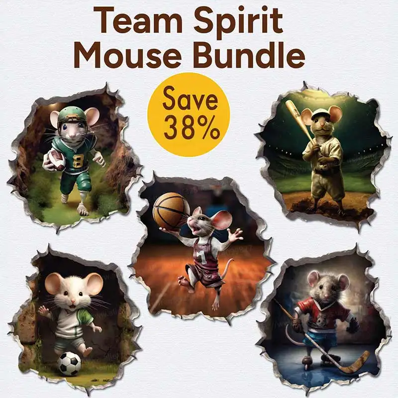 5 Pieces/Pack Team Spirit Mouse Hole Wall Sticker Kids Room Decor Living Room Decor Cabinet Refrigerator Home Decor Decals M1563