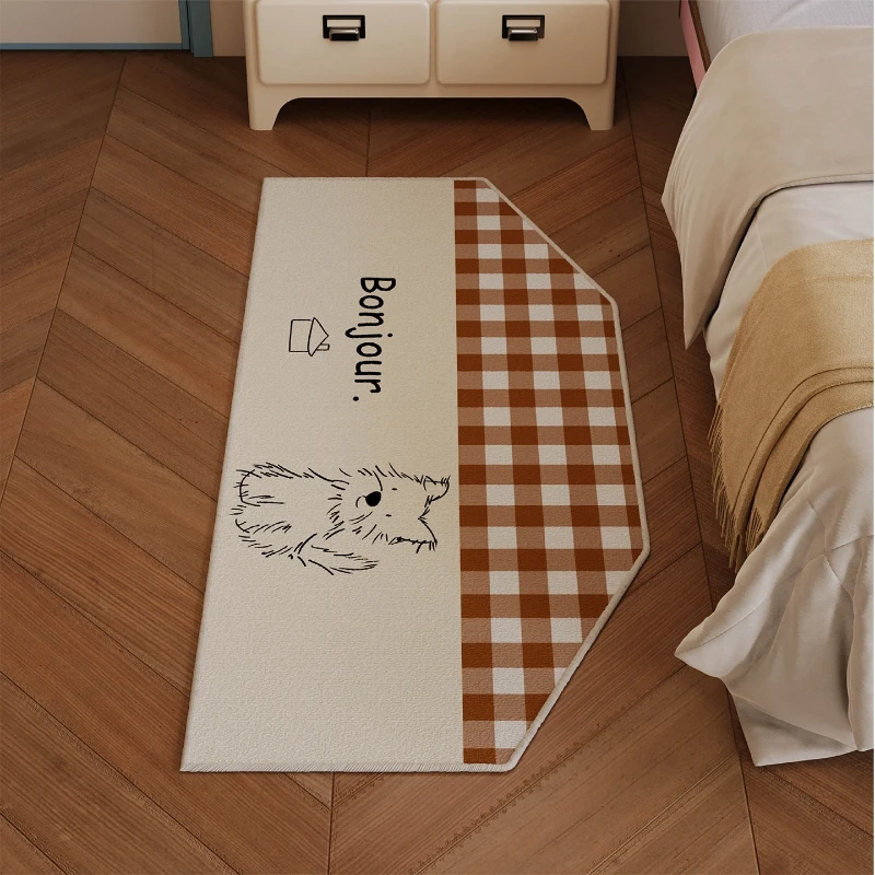 Bedroom Bedside Carpet Soft Fluffy Irregular Floor Mat French Vintage Style Puppy Rug Home Decor Alfombra Para El Dormitorio
