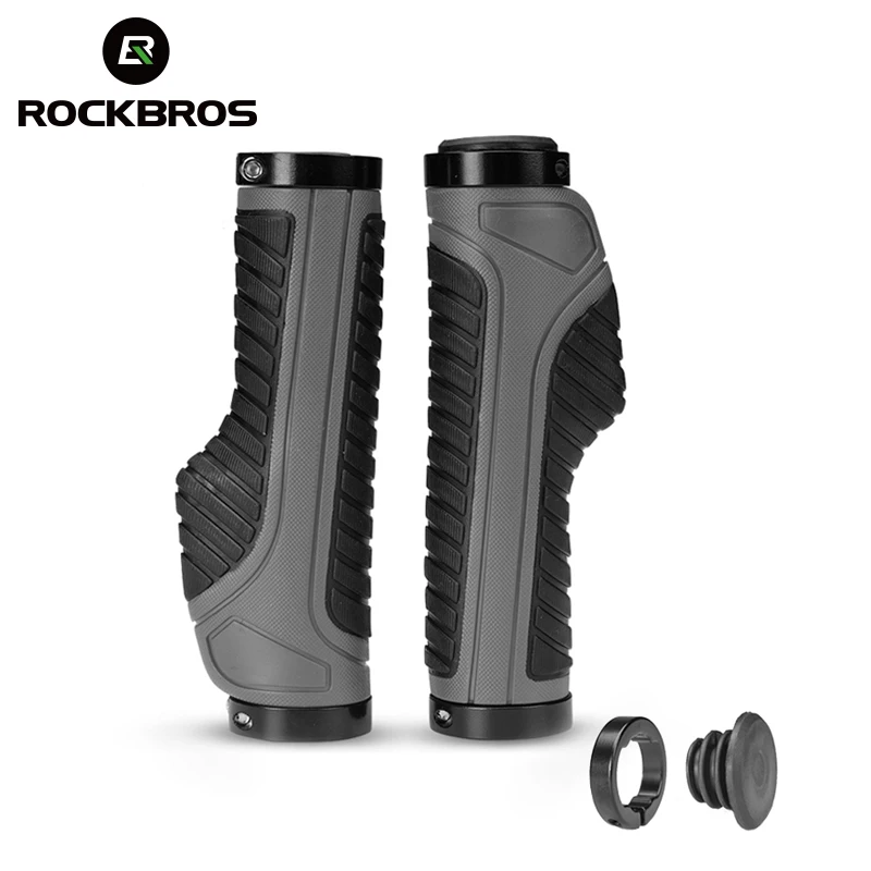 

ROCKBROS Bicycle Grips Mountain Road Cycling Bike Handlebar Cover Grips Smooth Soft Rubber Anti-slip Handle Grip Lock Bar End