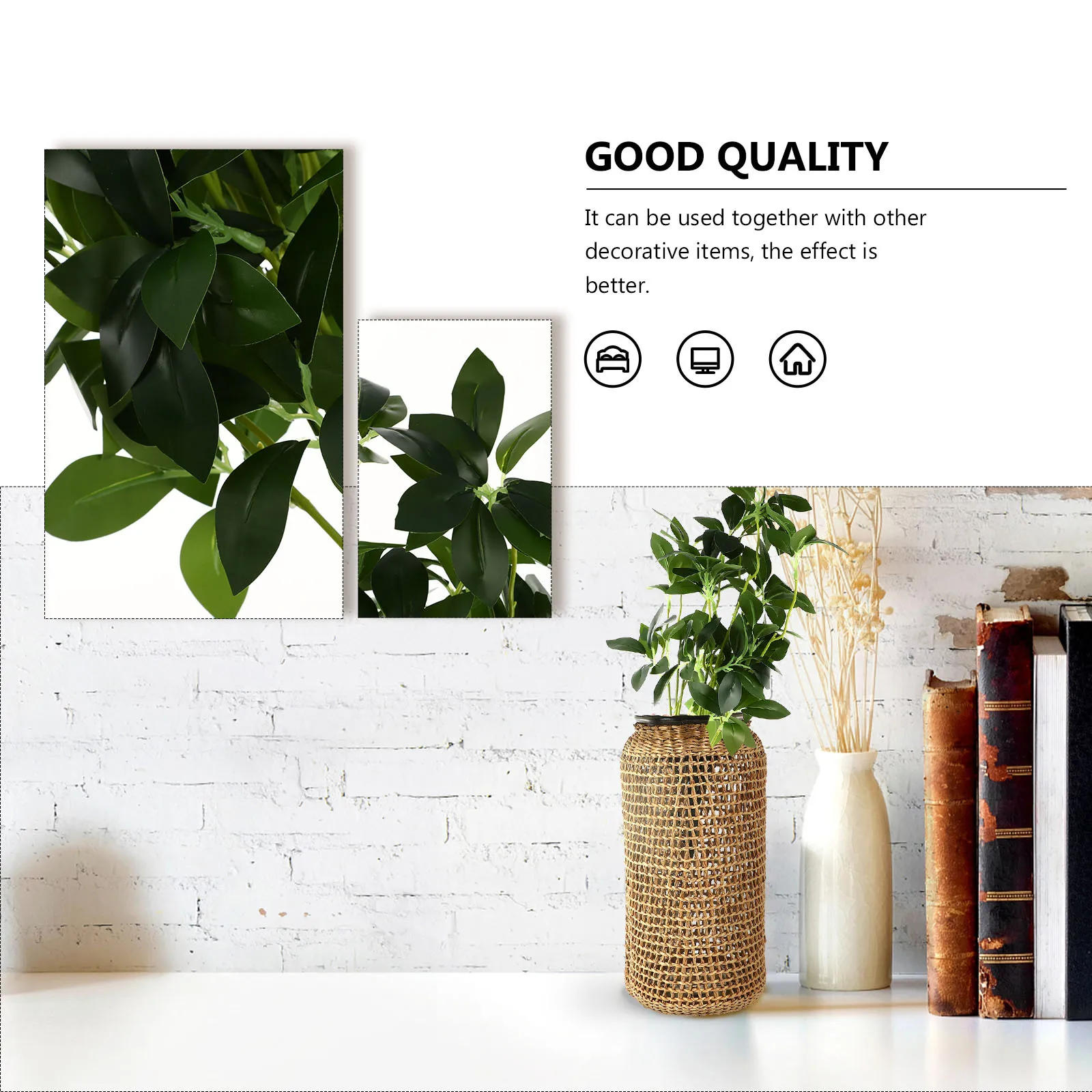 

3Pcs Lifelike Leaf Bundles Natural Color Transition Home Decor Office Shop Window Simulation Plant Decor