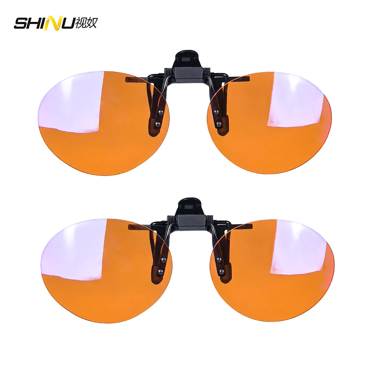 SHINU Rote Linsen-Clip-On-Brille zum Schlafen besser, runde orangefarbene Linse für Spiele oder Arbeiten, gelbe Linsen, Nachtsicht zum Fahren – Detail 20