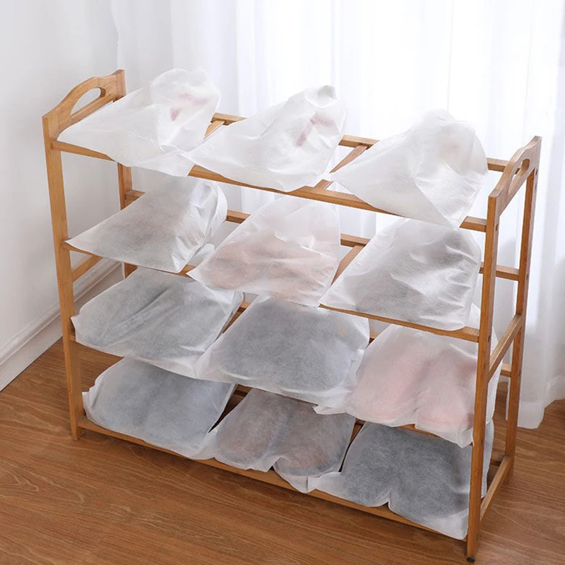 50Pcs Set Shoe Dust Covers Non-Woven Dustproof Drawstring Clear Storage Bag Travel Pouch Shoe Bags Drying Shoes Protect