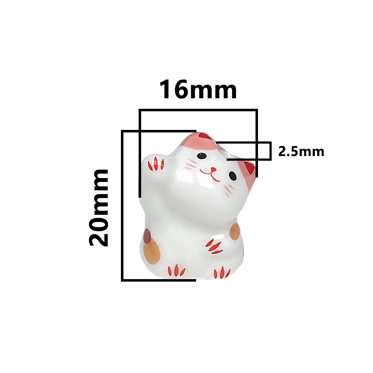 16x20mm 4pcs/set Cute Multicolor Vertical Hole Lucky Cat Animal Ceramic Bead Jewelry Making DIY Keychain Pendant Porcelain Bead