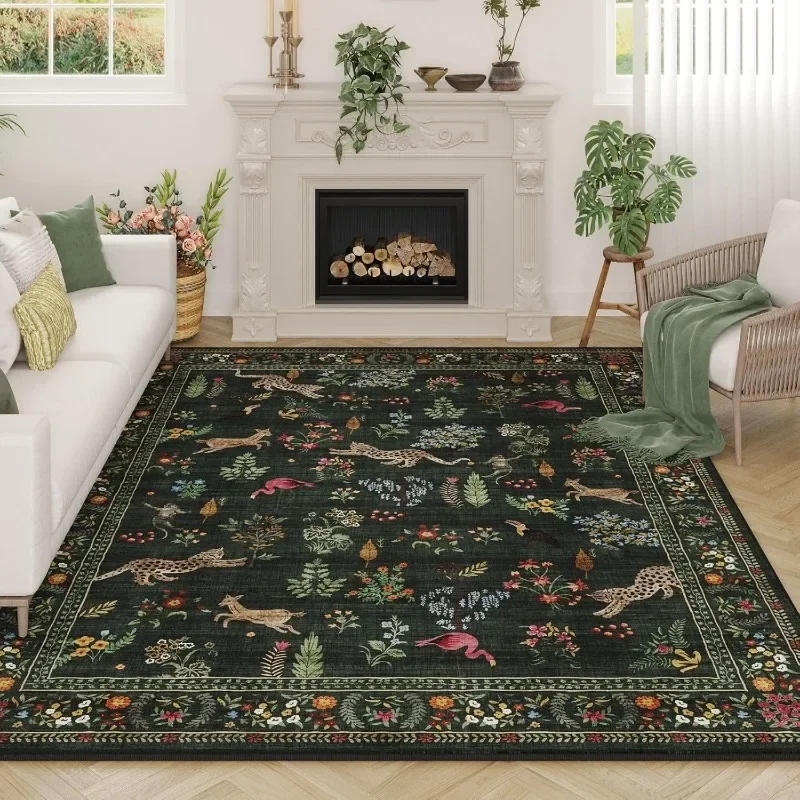 Carpet for Living Room Floral Animal Vintage Bedroom Rugs Soft Non Slip Floor Mat Nursery Decorative Plush Rug Alfombra 러그 Ковер - view 3