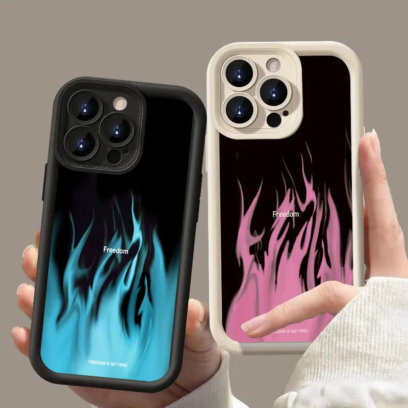 Fashion Blue Flame Fire Phone Case For iPhone 15 Pro Max 14 13 11 12 Pro X XR XS 7 8 Plus SE Soft Silicone Shockproof Back Cover