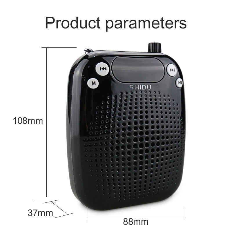 SHIDU 10W Portable Bluetooth Wireless Voice Amplifier for Teachers Megaphone with UHF Microphone AUX Audio Speakers S611