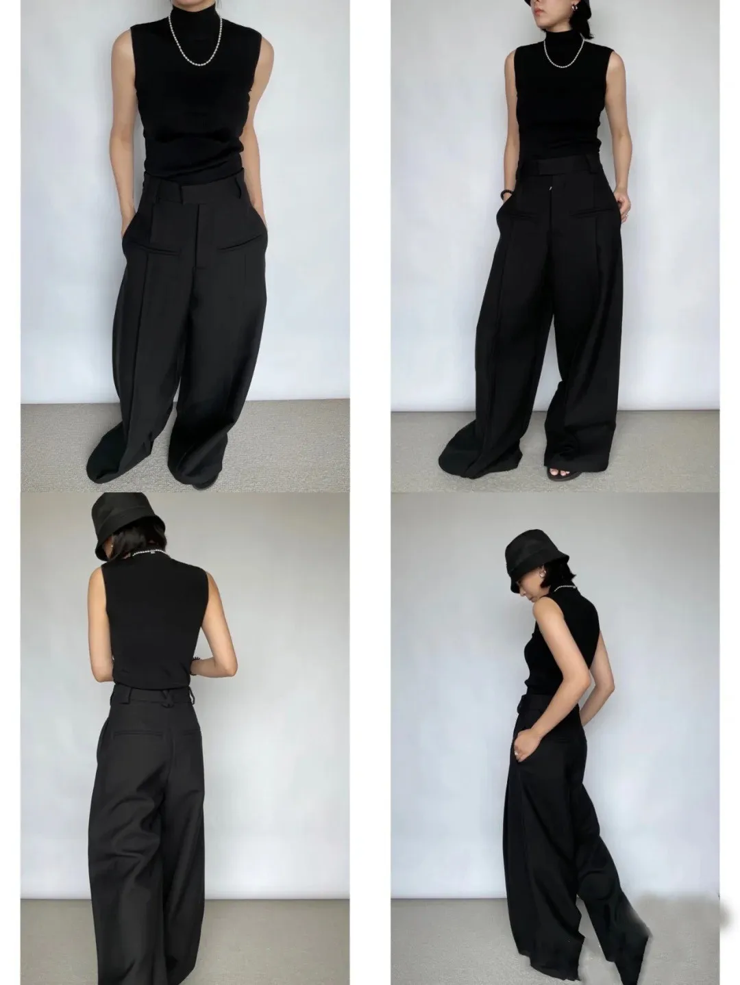 Wide-leg Trousers Unisex 2023 Four Seasons Loose Wide-leg Front Slip Pocket Multi-pocket Mop Trousers