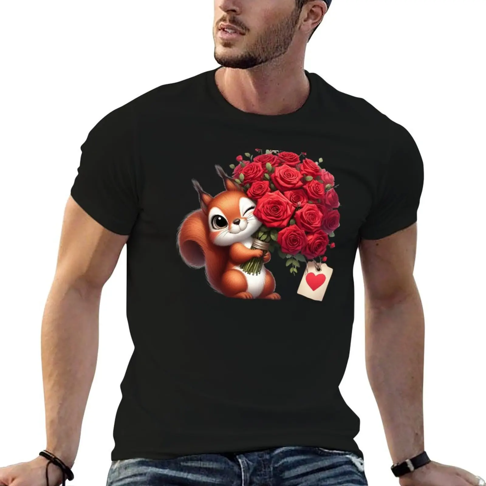 Cute squirrel's loving expression! T-Shirt for a boy oversized plain white t shirts men
