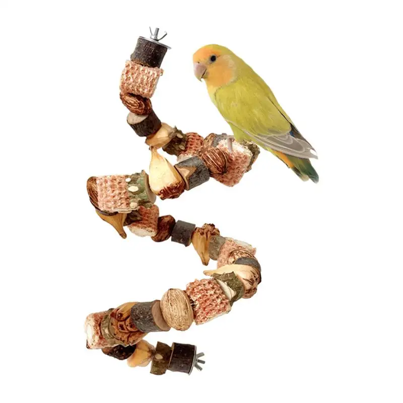 Natural Bird Toys Pineapple Nuts Log Blocks Cockatoo Toys Cockatiel Foraging Toys Climbing Ladders Parrot Shredding Toys For