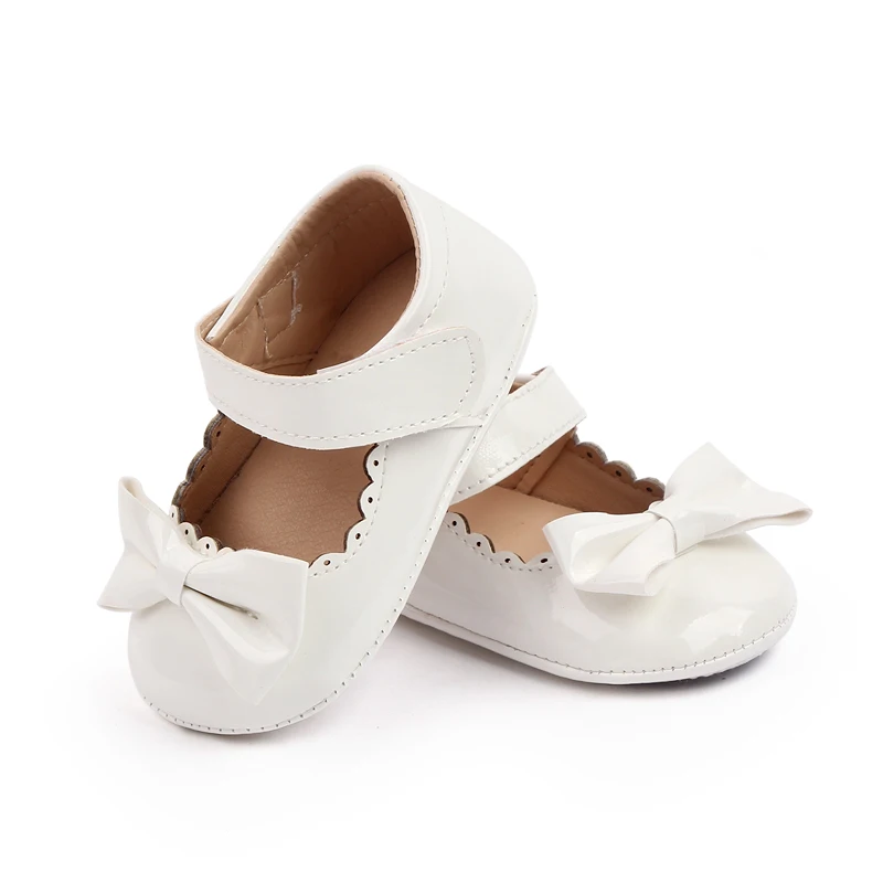 Baby Girl Princess Shoes Shiny PU High Quality TPR Sole Anti-slip Party Shoes for Newborn Toddler 0-12 Months 2023 New Fashion