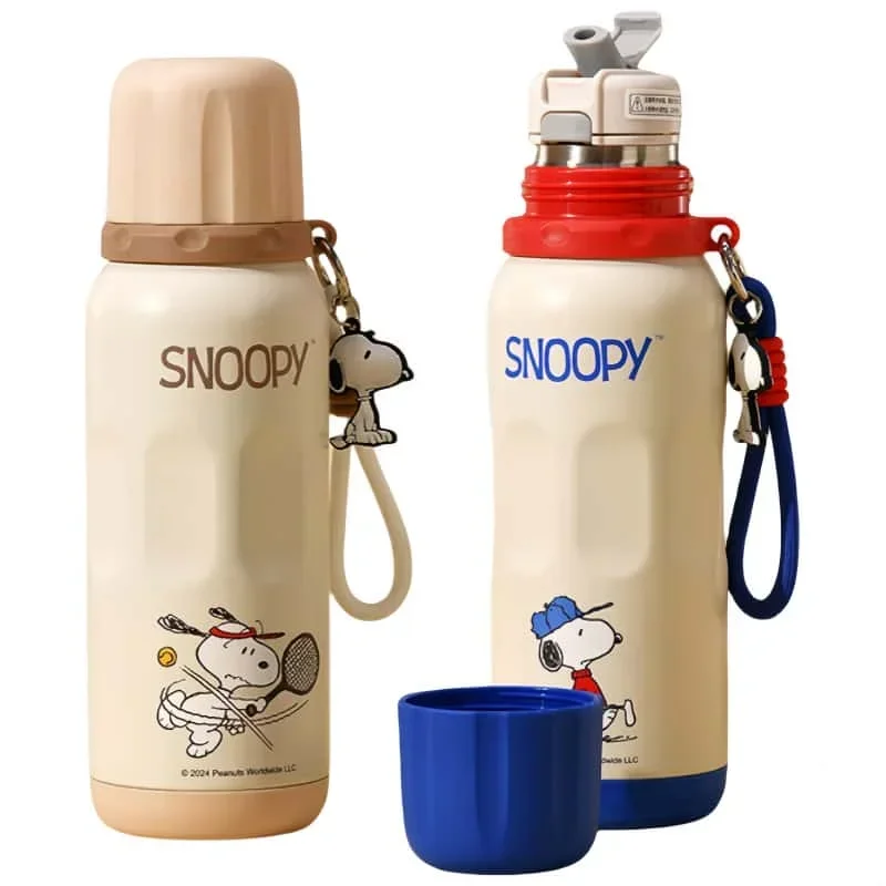 Snoopy 316 stainless steel cartoon insulated cup large capacity children's cute straw cup creative portable cup gift with rope