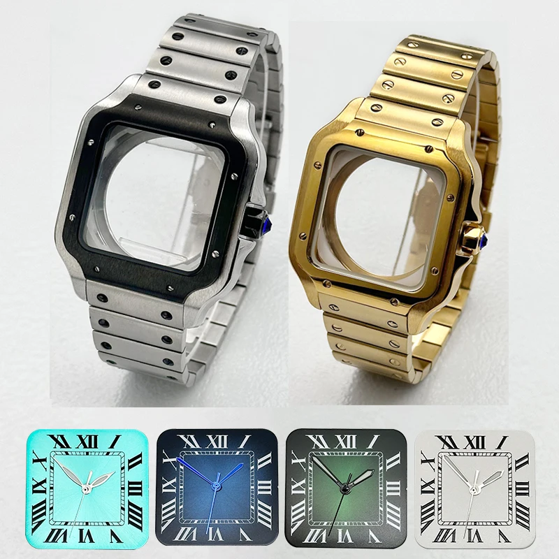 Mod 38mm NH35 Santo Watch Case and Strap Fit for 7S26 NH35 NH36 NH38 Watch Case Transparent Back Cover Case