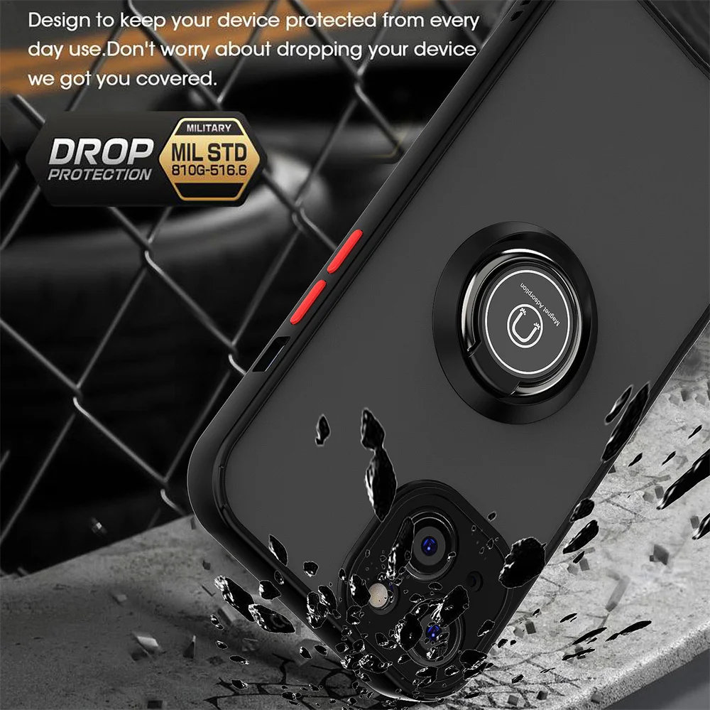2024 neue stoßfeste matte magnetische Hülle für iPhone 16 15 Pro Max 14 13 12 Mini 11 Pro Max X XR XS 6S 7 8 Plus Ringhalter-Abdeckung – Detail 5