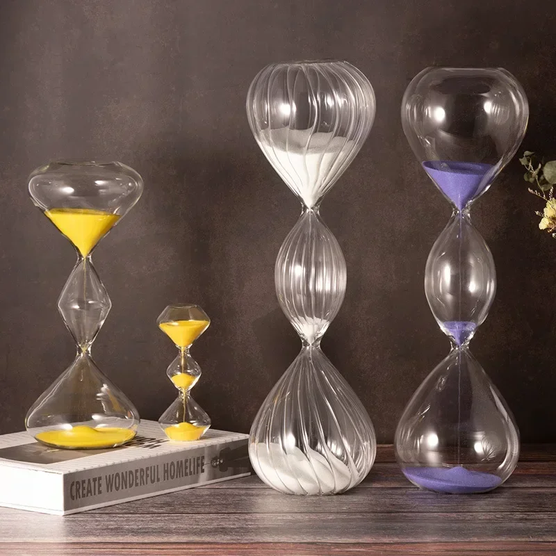 Irregular Three-layer Striped Hourglass Timer Home Installed Glass Hourglass Kitchen Office Time Management Tool Holiday Gift