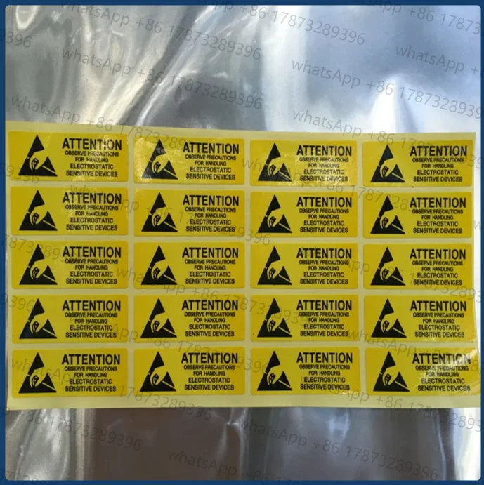 500pcs Warning Labels Attention Caution Adhesive Stickers 15mm*50mm for Anti Static Shielding Bags ESD shielding bag
