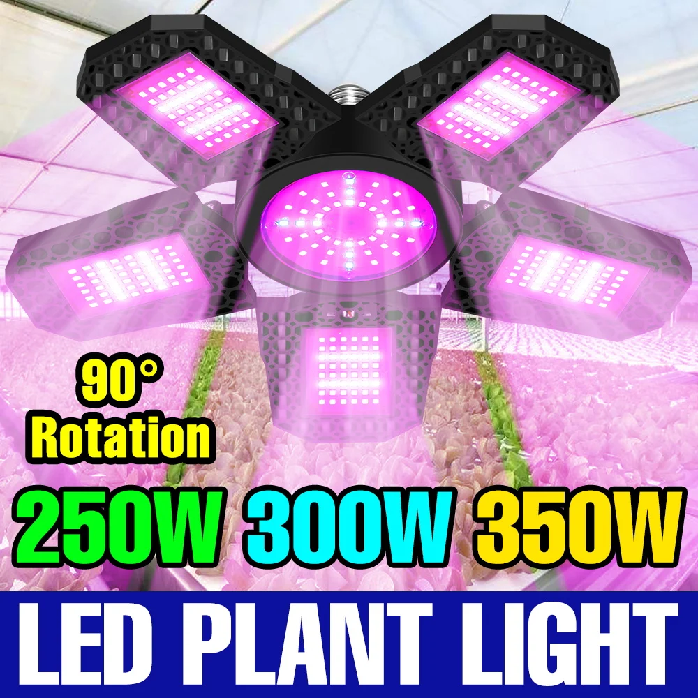 

350W Deformable LED Plant Grow Bulb Full Spectrum Indoor Hydroponics Light E27 Greenhouse Tent Vegs Flower Vegs Cultivation Lamp