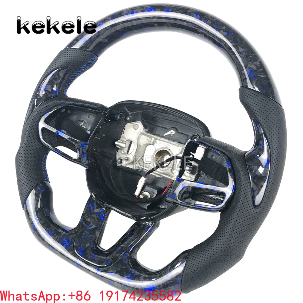 

Car Accessories Custom Blue Forged Carbon Fiber Steering Wheel for Dodge Challenger 2015 2016+ Car Steering Wheel