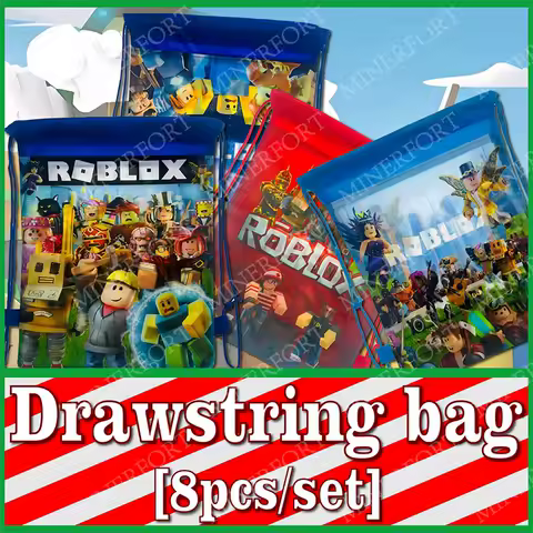 ROBLOX Game Drawstring Gift Bag Anime Funny Characters for Roping Portable Storage Organize Fabric Traveling Pockets