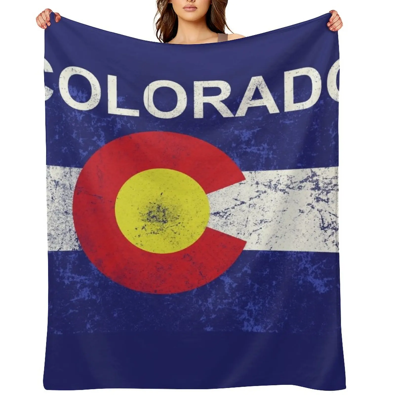 

colorado flag vintage Throw Blanket Decorative Sofas valentine gift ideas halloween Shaggy Blankets