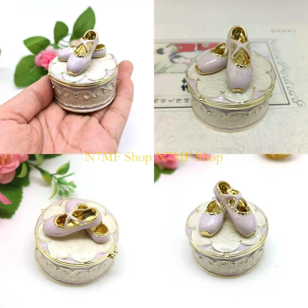 

N7MF Ballet Shoe Trinkets Box Ballet Themed Jewelry Holder Jewelry Storage Case Gift for Girls and Women