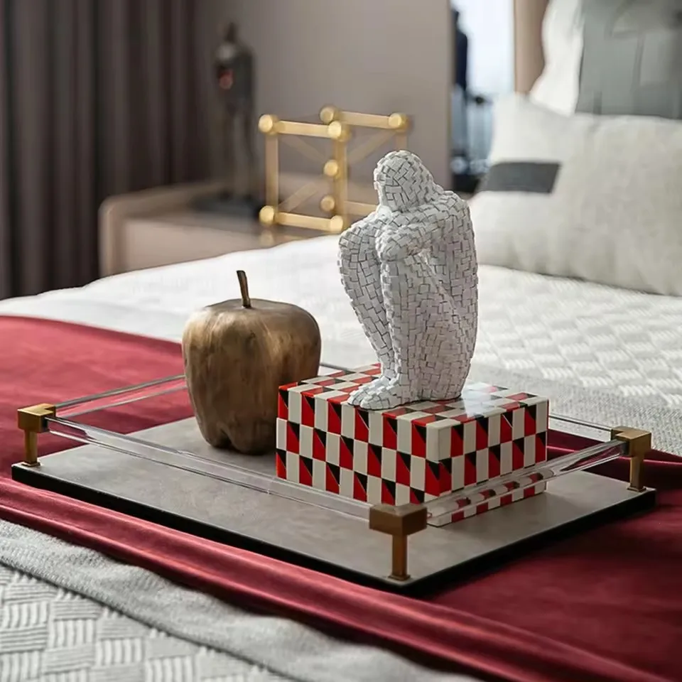 Room Decor Mosaic Character Model Sculpture Resin Thinker Art Crafts Decoration Figurine for Living Room Home Ornaments Gift