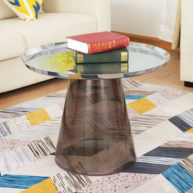 طاولة قهوة زجاجية، شقة صغيرة، طاولة جانبية بسيطة، طاولة مستديرة صغيرة زجاجية #4