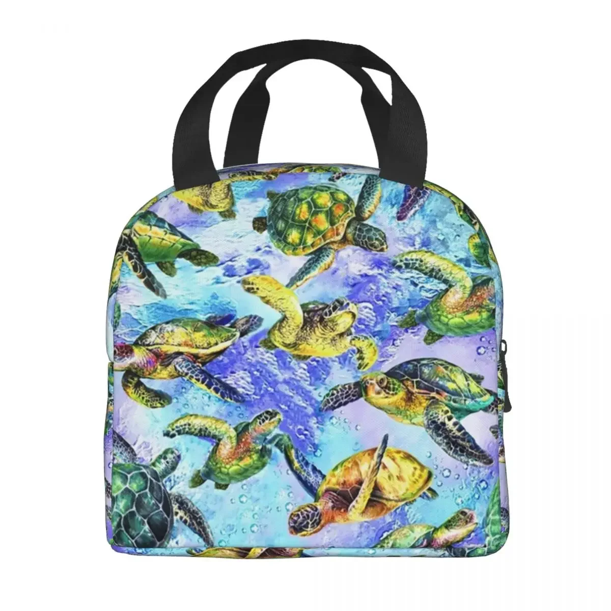 Colorful Turtles Insulated Lunch Tote Bag for Women Ocean Animal Lover Portable Cooler Thermal Food Lunch Box Work School Travel