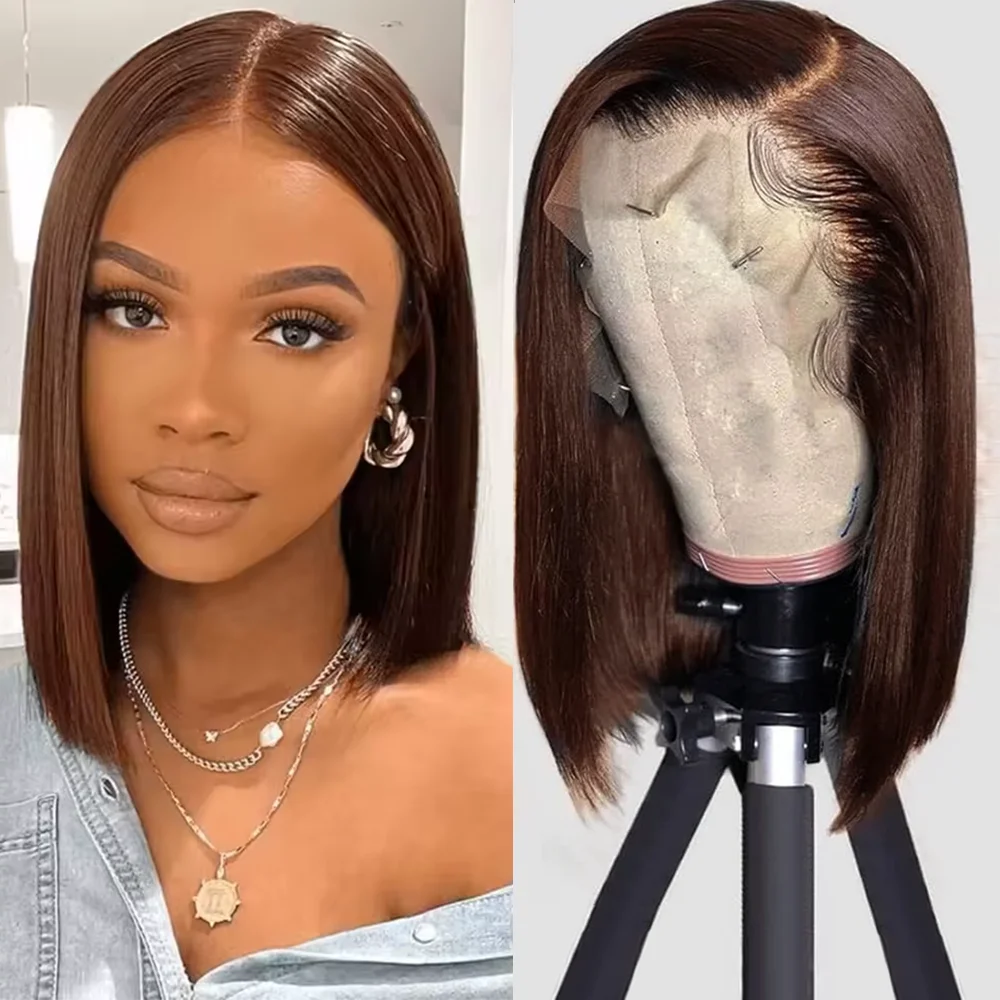 

Парик-боб из бразильских человеческих волос, 200% плотность, прямые волосы, короткий, 13x4, с HD-кружевной передней частью, для женщин, предварительно выщипанный.