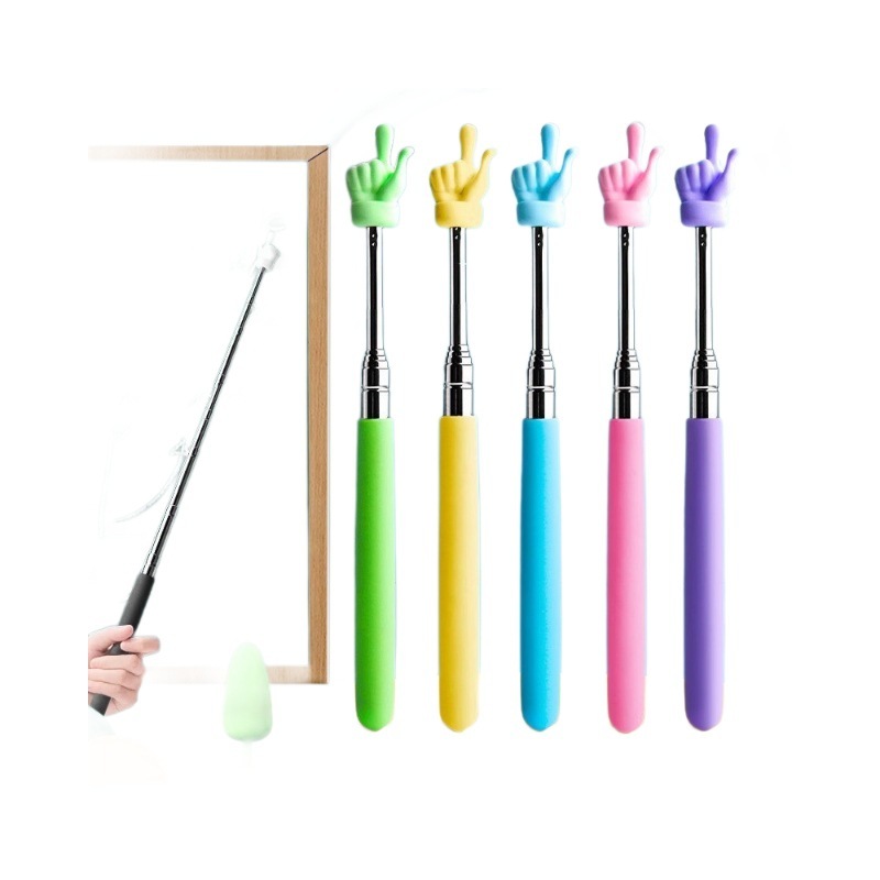  Retractable Teacher Pointer Finger Design StainlessSteel Telescopic School Teaching Pointer Stick Teacher Supplies For Classroom 