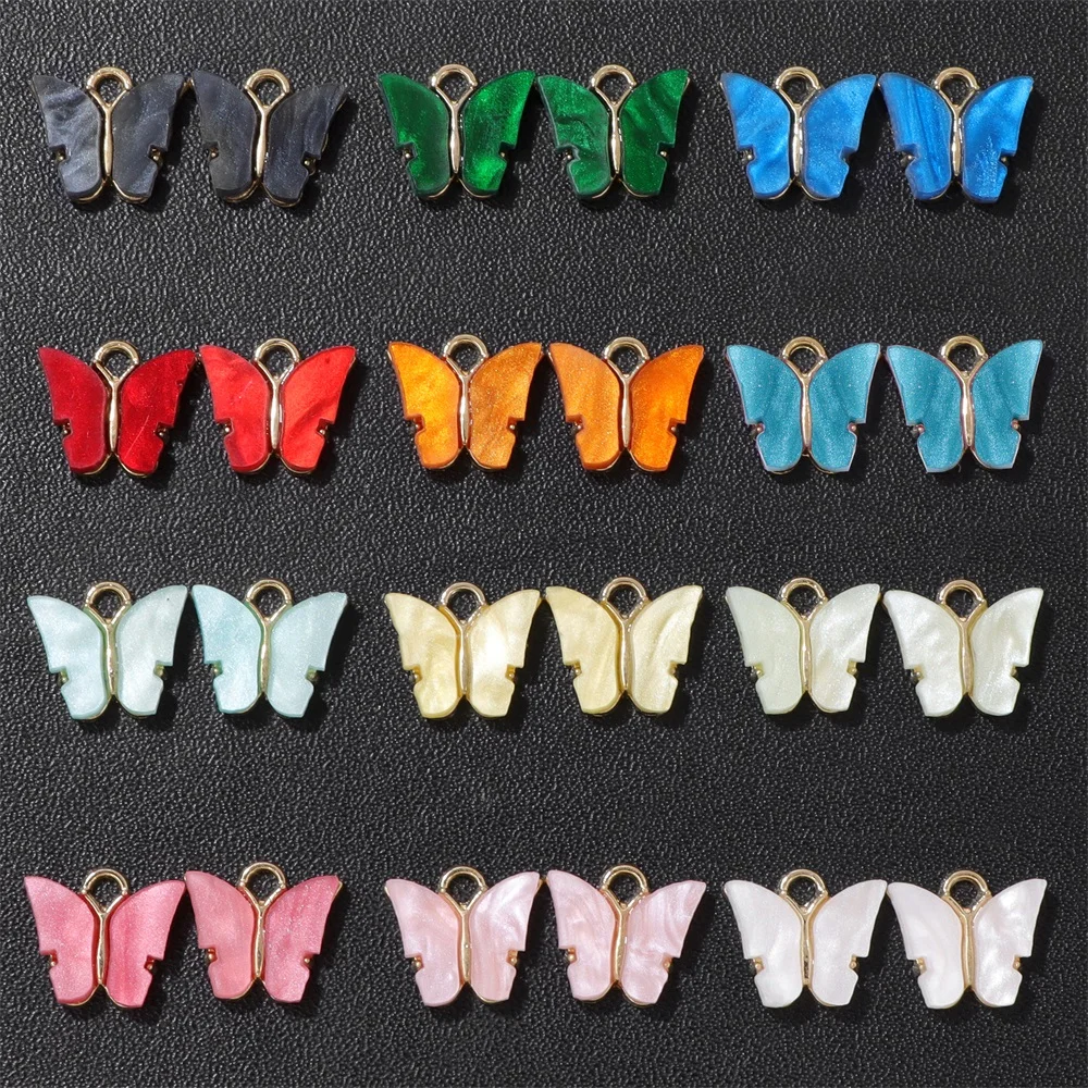 10Pcs/Lot Cute Shell Butterfly Charms Colorful Bohemia Butterfly Pendant For Jewelry Making DIY Necklace Accessories 11x14mm