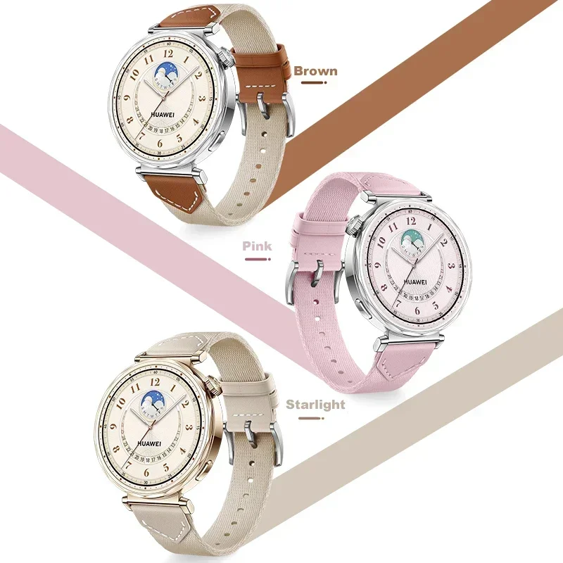 18 مللي متر نايلون + حزام مضفر من الجلد لساعة هواوي GT5/4 41 مللي متر سوار بديل رسمي ساعة هواوي 5 GT5 Pro 42 مللي متر معصمه