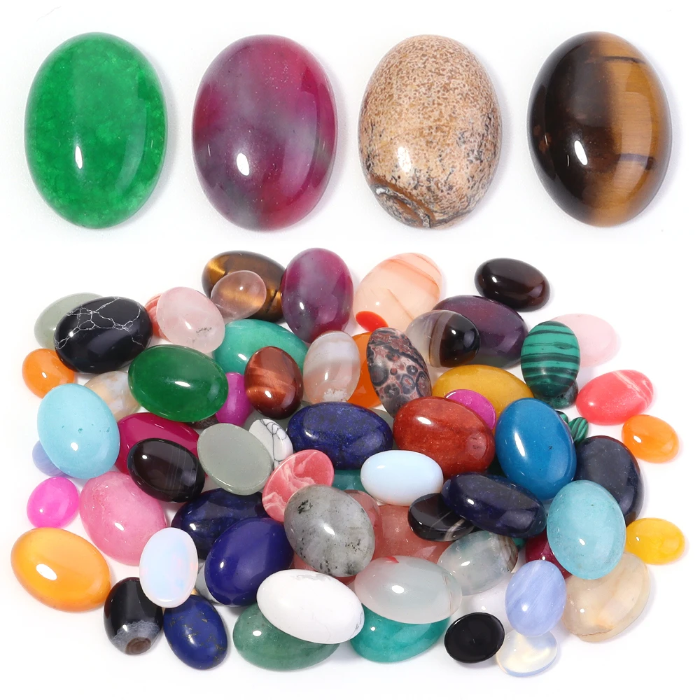 

5/10Pcs Natural Stone Cabochon Oval Flatback Spacers Stone Cabochon Beads for Jewelry Making DIY Ring Necklace Craft Findings