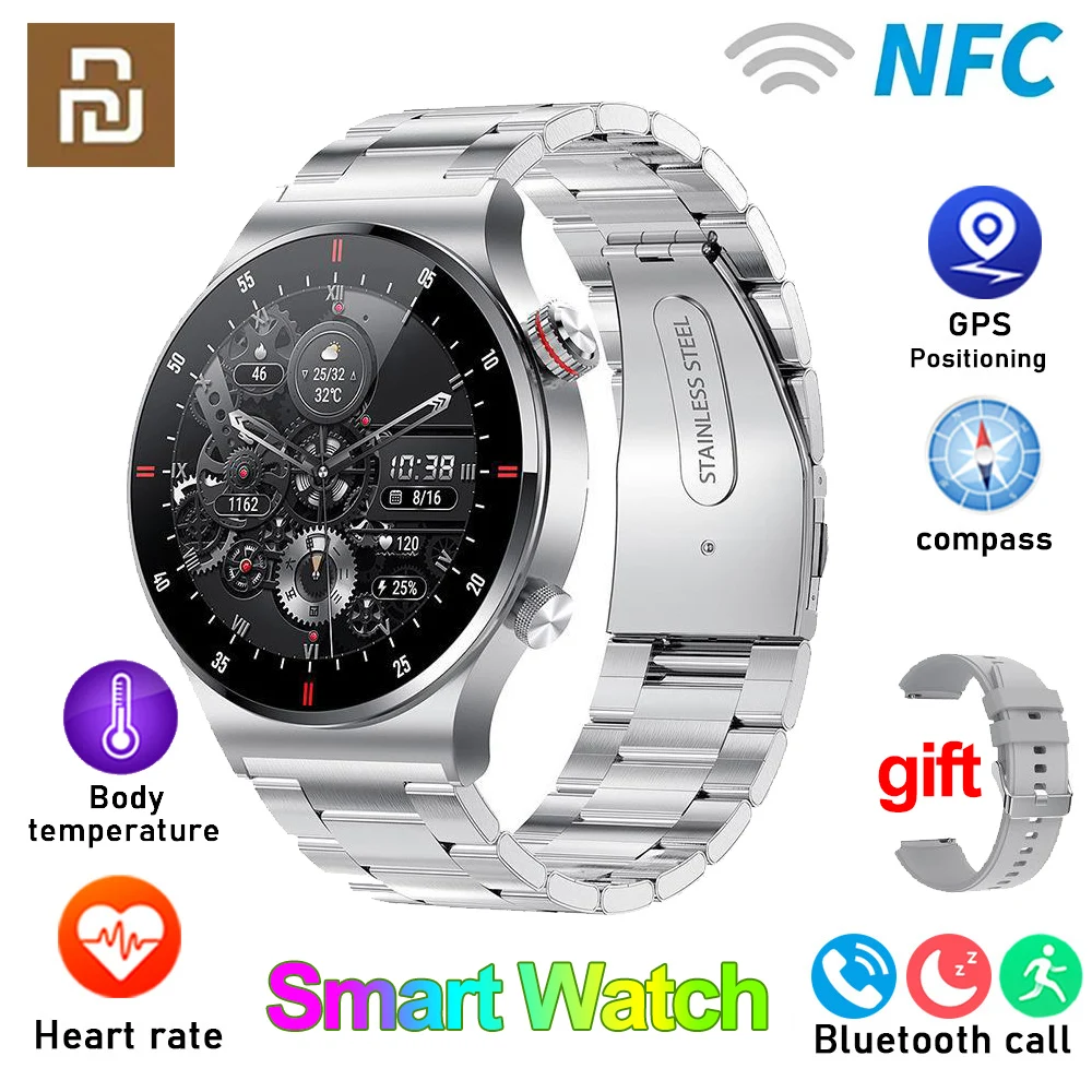 New 2024 NFC Bluetooth Call Smart Watch Men Sports Fitness Tracker Waterproof Smartwatch Large HD Screen For Android IOS Watch