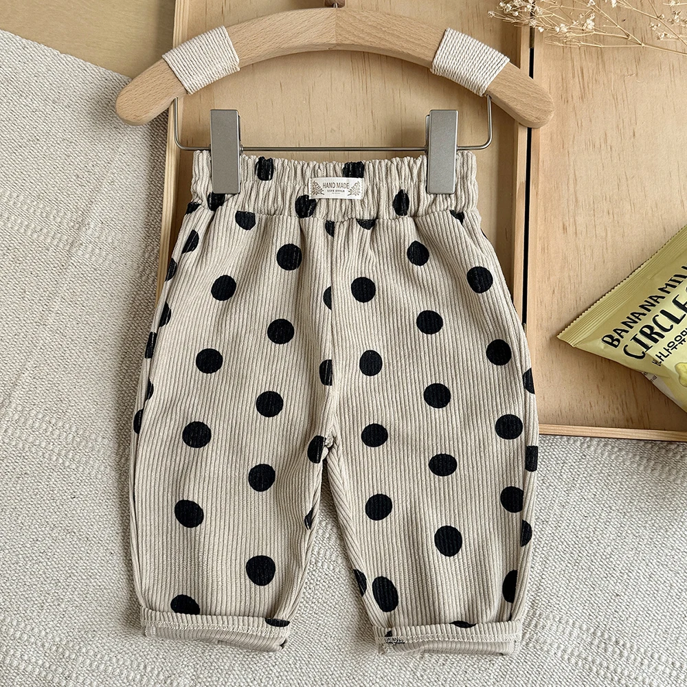 MILANCEL Babyhosen 6M-3T Baby Jungenhosen Niedliche Schleifen-Punkte Kleinkind Freizeithosen Herbst Cordhosen für Babymädchen – Detail 4
