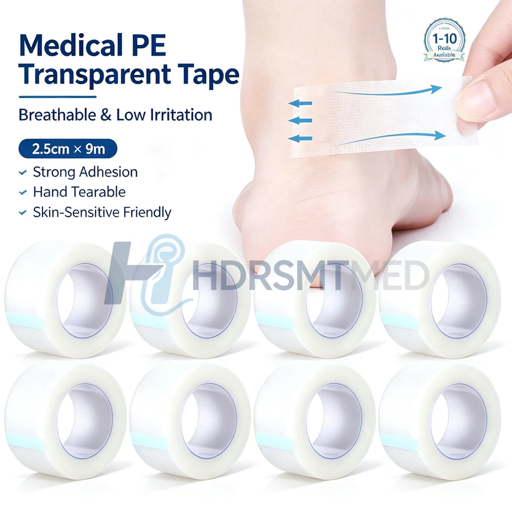 1-10 Roll Transparent Medical Tape Adhesive Plaster Breathable Tearable Pressure Sensitive Adhesive Tape Wound Dressing Bandage