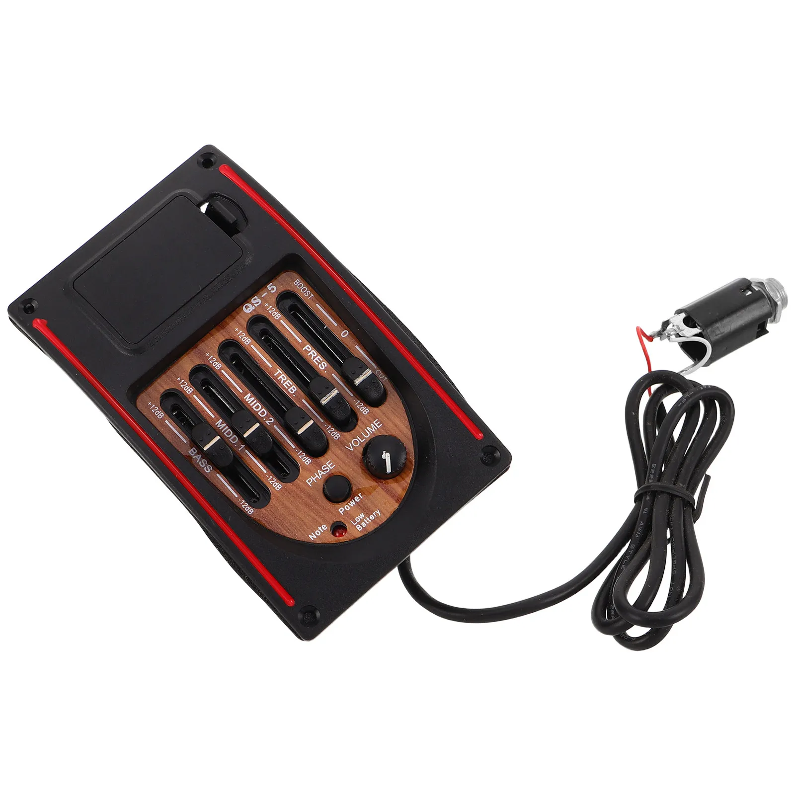 Système de préamplification et de micro pour guitare acoustique à 5 bandes, avec cache pour l'embout intégré, égaliseur de contrôle de tonalité professionnel pour studio et performances en direct