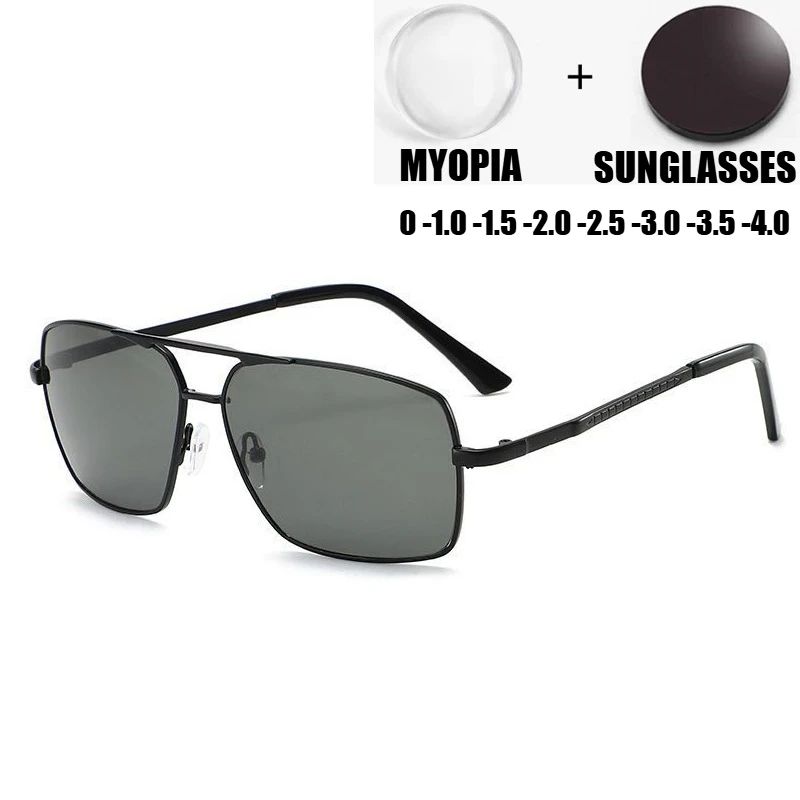 

Men's Pilot Myopia Sunglasses Polarized UV Protection Anti-Glare Driving Eyewear with Near Sight Diopter Up To -4.0
