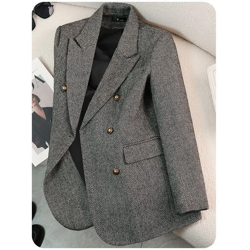 Plaid Casual Small Suit Woman 2023 Spring Loose Patchwork Color Popular All Match Design Sense Suit Coat Tide Patchwork Commute