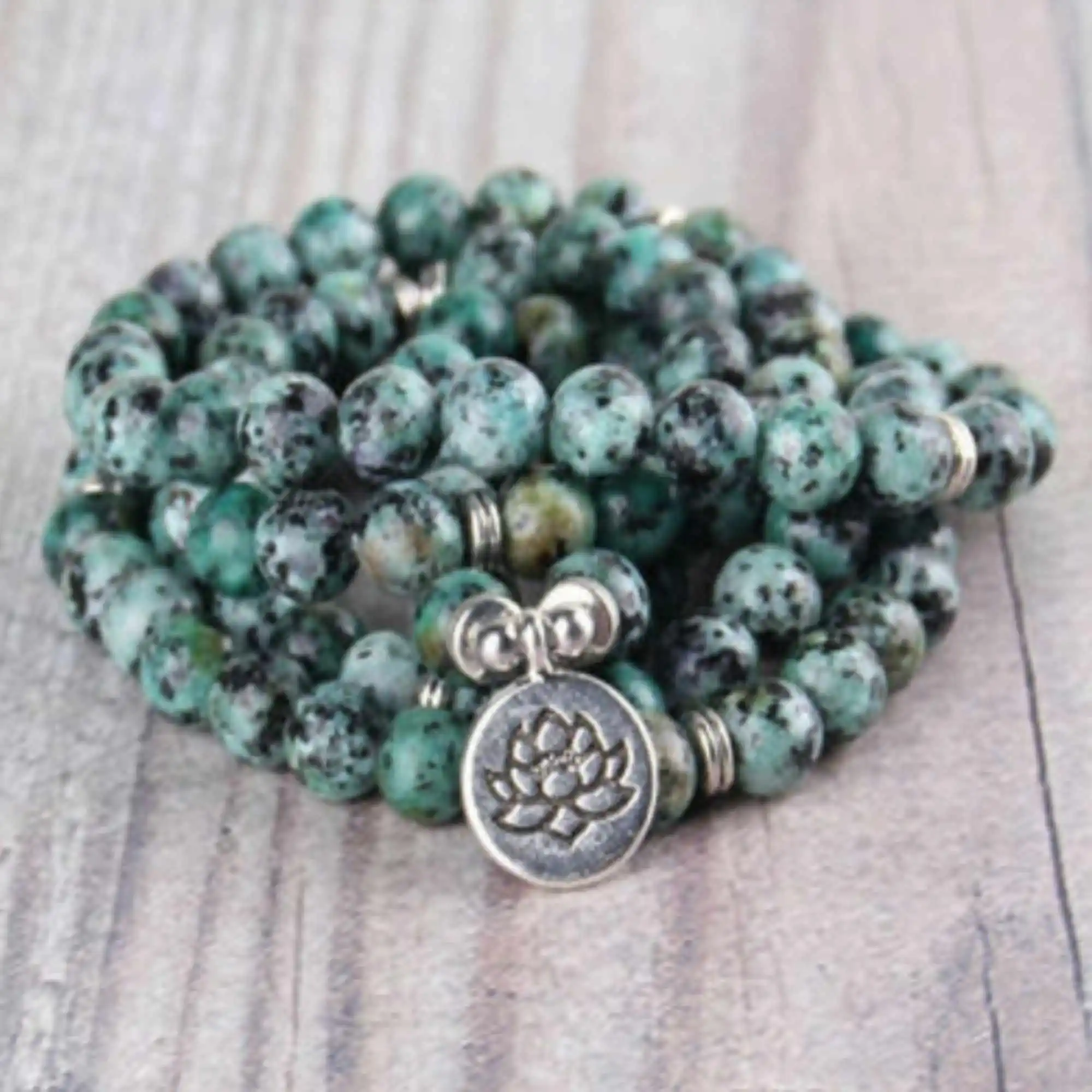 

6mm African Pine 108 Beads Lotus Pendant Bracelet Healing Reiki Handmade Chain Fragrant Men Energy Bangle Prayer