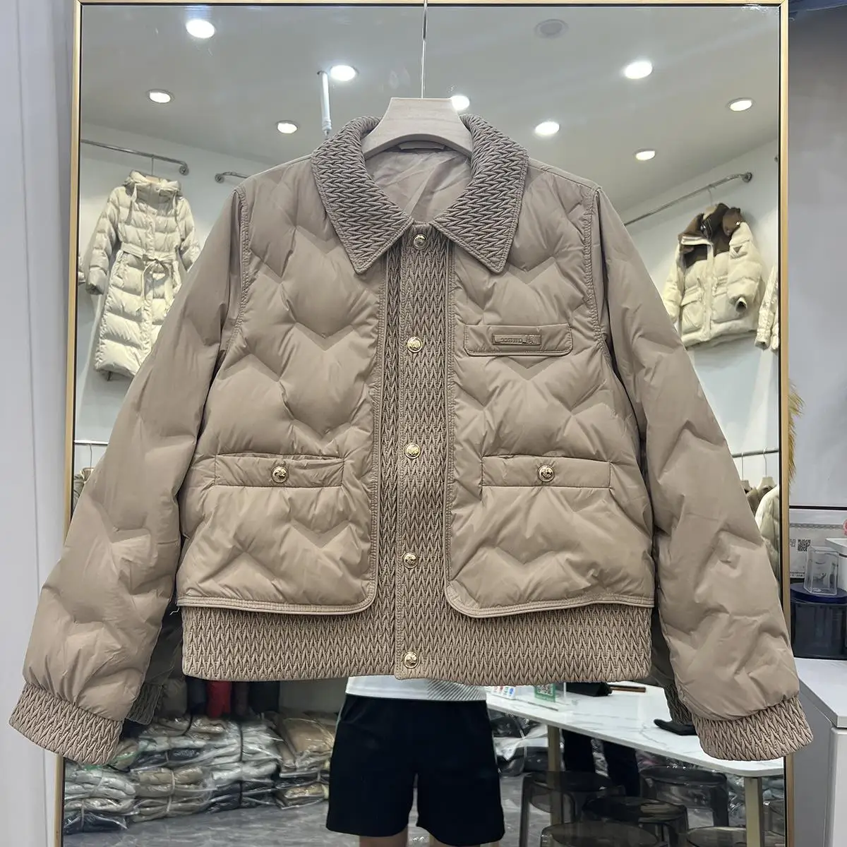 

Faionable в стиле ретро в стиле пэчворк, пуховая хлопковая женская куртка ort Sle, Новое поступление 2024, верхняя одежда с воротником-стойкой