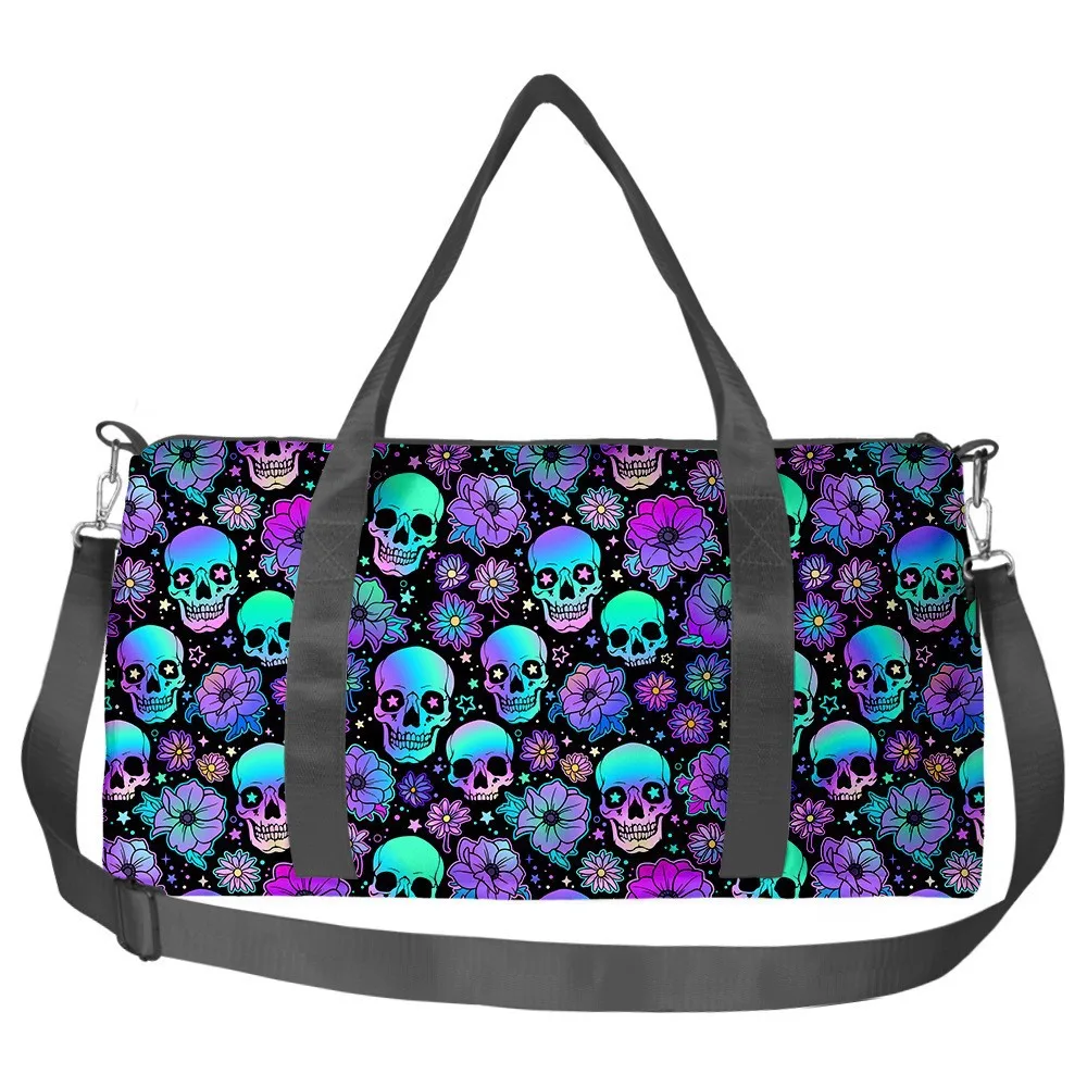 

Luxury Novelty Cool skeleton 3D Print Large Capacity Travel Bags Barrel Shape Crossbody Bag Outdoor Sports Bags Gym Yoga Bag