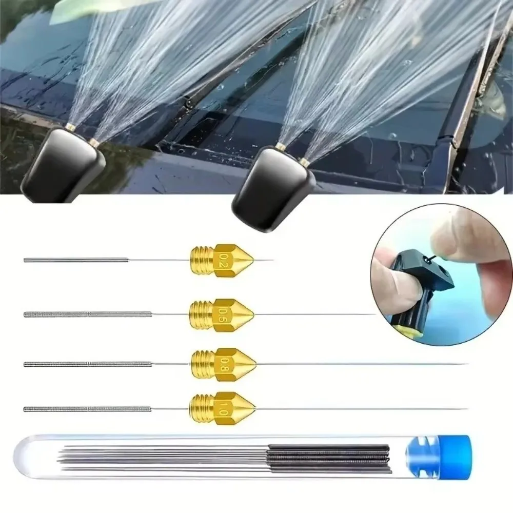 

10PCS Stainless Steel Nozzle Cleaning Tool Universal High Hardness Windshield Nozzle Tool Multi-purpose Portable