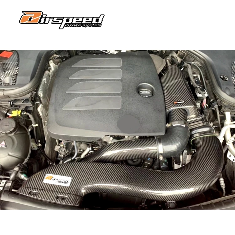High Performance Dry Carbon Fiber 3K Twill Intake Pipe Cold Air Intake System Kits for Mercedes   C E M264 2.0T 2019+