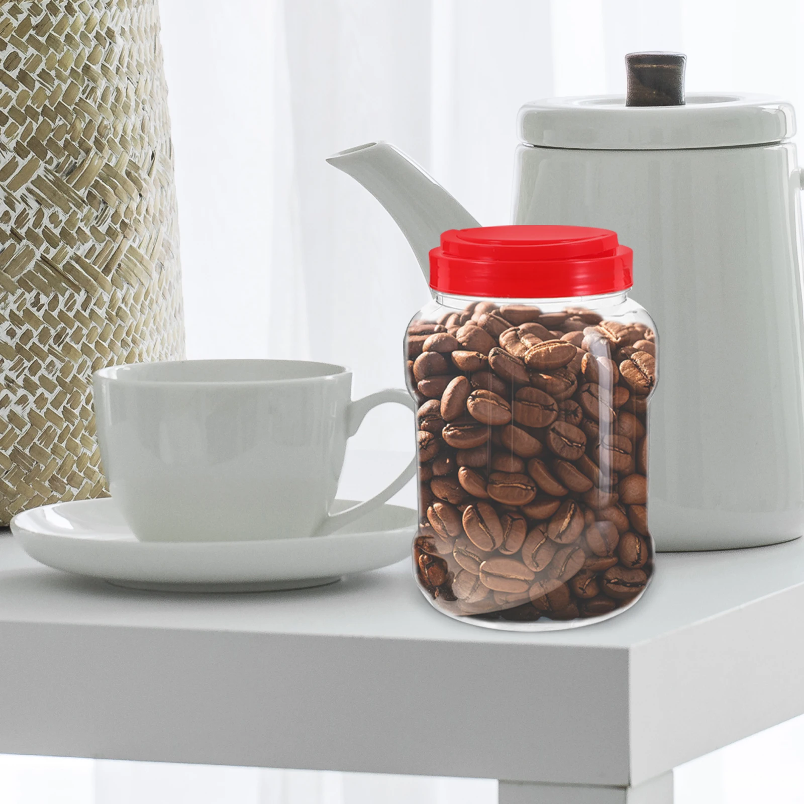 

Large Capacity Food Storage Jars Plastic Airtight Canisters for Tea Coffee Dried Fruits Transparent Design Smooth Edge Odor Free