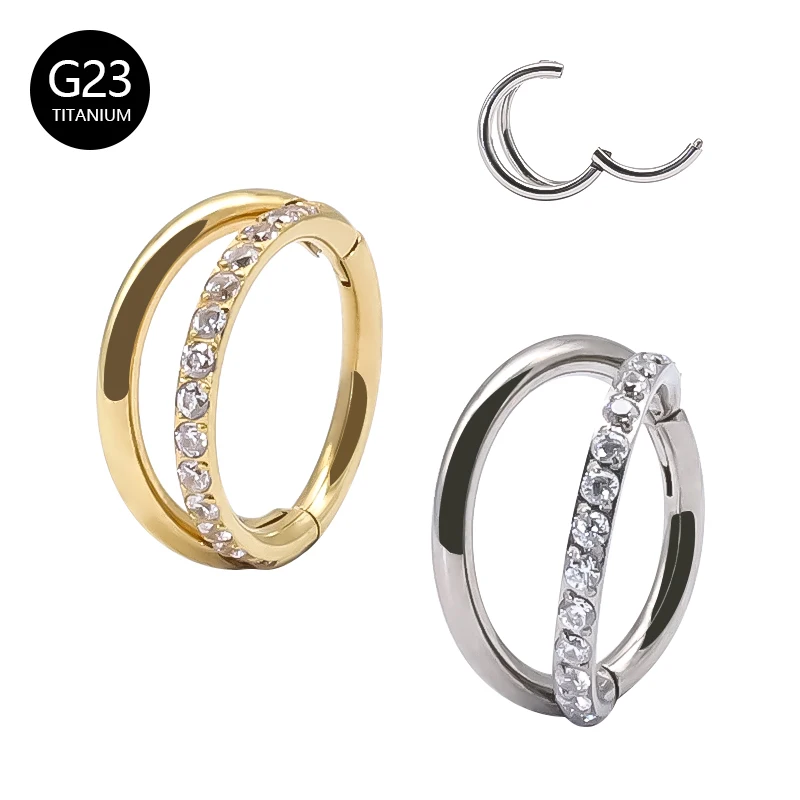 

G23 Titanium Nose Piercing Septum Clicker Cubic Zirconia Hoop Earrings Ear Rings Tragus Daith Helix Conch Piercings Body Jewelry