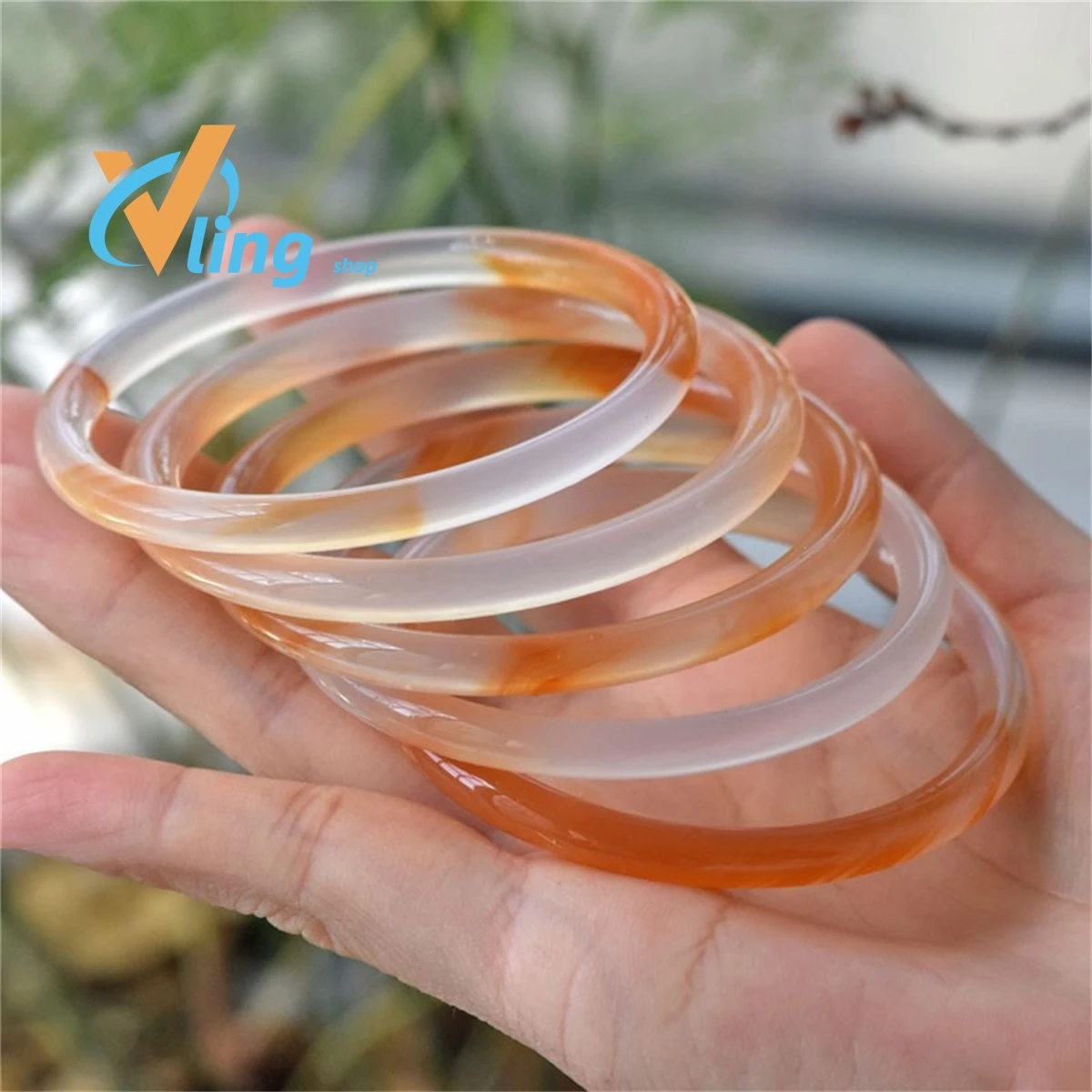 Brazil Natural Honey Color Thin Round Agate Bracelet Women's Light Orange Primary Beauty Strip Chalcedony Fashion Gift  Charm