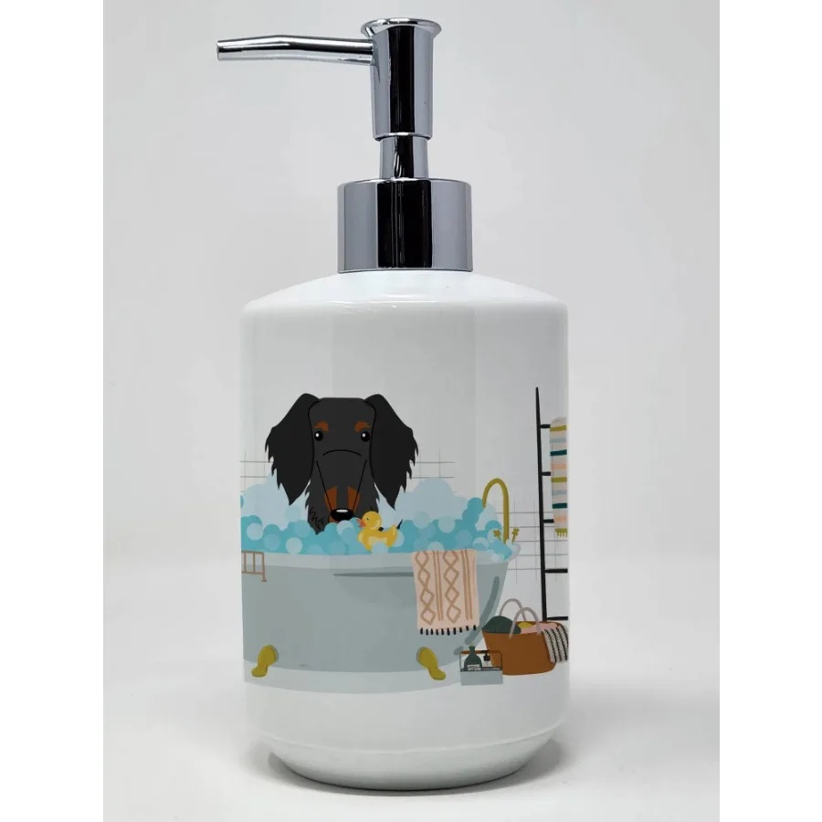 

Black Tan Wire Haired Dachshund in Bathtub Ceramic Soap Dispenser Hand Soap Dispenser Pump Bottles for Bathroom Kitchen Empty R